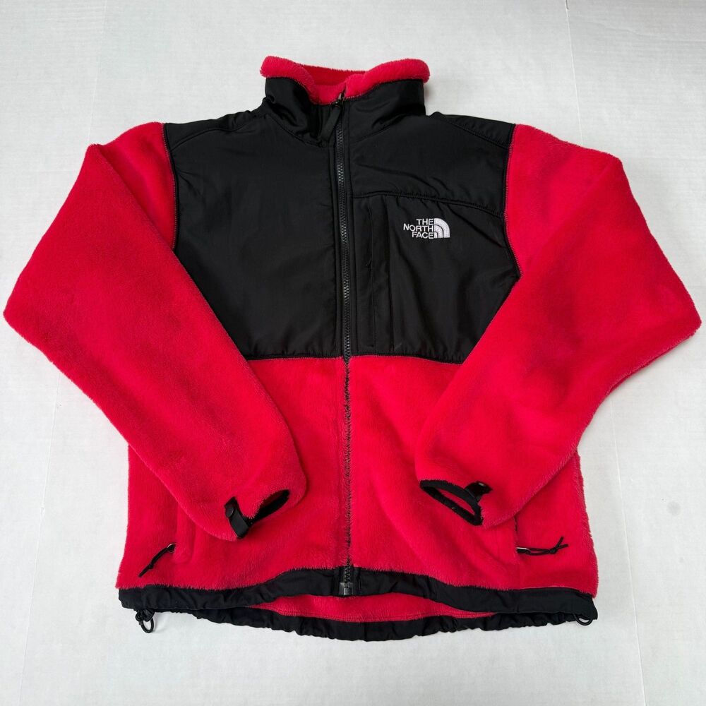 The North Face Denali Fleece Jacket Womens S Red Black Full Zip Hiking Outdoor